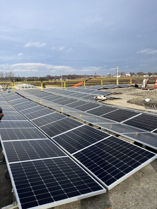 Solar panels on concrete